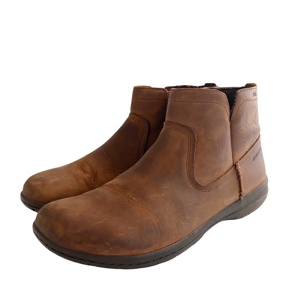 Merrell Encore Kassie Waterproof Brown Leather Slip-On Ankle Boots Women’s 9.5